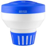 Aquatix Pro Pool Chemical Dispenser, 7" Large Capacity, Fits 1" & 3" Bromine and Chlorine Tablets, Adjustable Vent for Chemical Flow Rate, Floating Dispenser for Above & Inground Swimming Pools & Spas