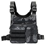 Criuage Outdoor Sports Chest Bag for Men Women, Large Capacity Running Vest Rig with Water Bottle Pocket, Comfort Hands Free EDC Chest Pack for Hiking,Cycling,Travelling (Camo)