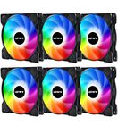 upHere 120mm Case Fan,Support 5V ARGB Addressable Motherboard SYNC,Colorful Cooler Speed Adjustable with Fan Control Hub for PC Cases, CPU Coolers,Radiators System,6-Pack,SR12-06-6