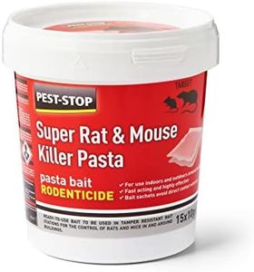 Pest-Stop Super Rat & Mouse Killer Pasta Bait - Single Feed Baits for Mouse Rat - Mice Killer - Rat Control for Home, Office, Garden, Industry - (15 x 10g), Red