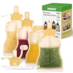 haakaa Reusable Pouch Baby Food,Refillable Squeeze Pouch,Baby Food Storage for Babies/Toddlers/Kids,BPA-Free,4 Pack 4 oz, Banana，6M+