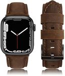 Tuocal Genuine Leather Strap Compatible with Apple Watch 42mm(Series 3/2/1) 44mm 45mm 46mm for Men Women, Vintage Leather Straps Compatible with Apple Watch Series 10 9 8 7 6 5 4 3 2 1 SE