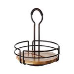 Gourmet Basics by Mikasa Hanover Rotating Condiment Caddy with Acacia Wood Insert, Antique Black