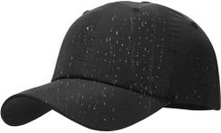 Malaxlx Black Waterproof Baseball Cap for Men Women Breathable UPF50+ Sport Outdoor Caps Quick Dry Adjustable Rain Hat