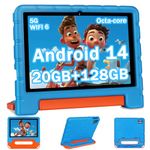 2024 Newest Kids Tablet 10 inch Android 14 Tablets for Kids Octa-Core, 20GB+128GB (TF 1TB), Child Tablet with Shockproof, 2.4G+5G WiFi 6, Parental Control, Face Unlocked,Split-Screen (Blue)