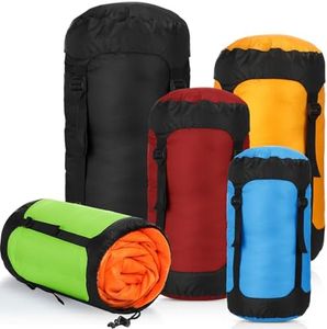 GliCraft 5 Pcs Compression Sacks for Backpacking 5L/10L/15L/20L/35L Camping Sleeping Bag Stuff Sack Water Resistant Sleeping Bag Storage Sack for Space Saving Hiking Gear (Classic Colors)