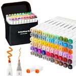 AnyMark Alcohol Markers, 60 Colors Alcohol Markers Set, Dual Tips Alcohol-Based Art Markers for Kids Adult Artists Drawing Coloring Sketch, Chisel & Fine Tips