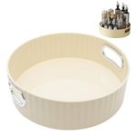 MAIXINNEW Beige Lazy Susan Cupboard Organiser 22cm, Kitchen Cupboard Turntable Organiser Multifunctional, Plastic Rotating Kitchen Cupboard Organiser for Spice Makeup