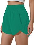 BMJL Women's Running Shorts Elastic High Waisted Shorts Pocket Sporty Workout Shorts Quick Dry Athletic Shorts Pants(M,Green09)