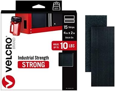 VELCRO Brand Heavy Duty Strips with Adhesive | 15 Sets Industrial Strength Mounting Tape | 4x2 Inch Wide Fasteners | Holds 10 lbs | Indoor or Outdoor Use, Black (VEL40020-USA)