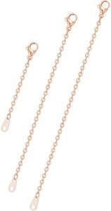 JIACHARMED Rose Gold Necklace Extenders Durable 2",4", 6" Inches Necklace Extension Chain Set for Necklaces Choker Bracelet Choker, 2 mm Width Chain Extender with Lobster Claw Clasp