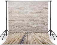 AIIKES 10x10ft Brick Backdrop White Brick Wall Backdrop Wooden Floor Backdrop Thin Vinyl Photo Backdrop Birthday Party Wedding Graduation Decoration Photography Studio Props 93-84