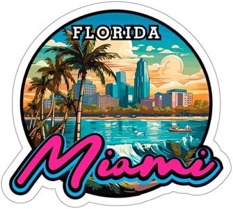 Miami Florida Sticker Travel Outdoors Decal Vinyl Small Waterproof for Water Bottle Mug Passport Book Scrapbook Notebook Laptop Tumbler Skateboard Computer Phone Size 4" Funny Gift ID44990