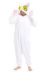 dressfan Animal White Cat Onesie Pajamas Costume Kawaii Daijin Neko Halloween Cosplay Costume with Paw Gloves,Christmas Pajamas Set for Family Adults Womens Teens,M