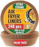 Baker's Signature Air Fryer Parchment Paper Liner, 240Pcs - Disposable 8" Round Air Fryer Liners Compatible with Up to 5.7 qt Baskets - Unbleached, Non-Stick Paper Liners, Oil Proof for Easy Cleanup