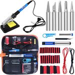 Soldering Iron Kit, Jewelry Soldering Iron 60W - Upgraded AdjustableTemperature Welding Tools,Soldering Gun Solder Wire,Wire Cutter,Soldering Iron Stand, Desoldering Pump, Heat ShrinkTubing 127pcs