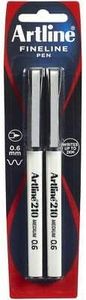 Artline 210, 121065, Fineliner Pens, 0.6mm, Black, 2 Pack