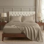 LANE LINEN Split King Cooling Sheets 100% Egyptian Cotton Sateen - Taupe