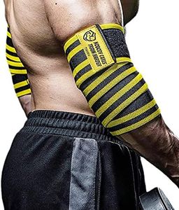 Elbow Wraps for Weightlifting (1 Pair), 48" Elastic Elbow Support & Compression Powerlifting, Fitness, Cross Training & Gym Workout - Elbow Straps for Weight Lifting