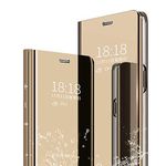 ELICA Clear View Mirror Leather Flip Cover for iPhone 12 Mini 5.4" - Gold