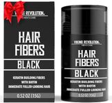 Viking Revolution Black Hair Fibers for Thinning Hair Men - Thick Fiber for Bald Spot Cover Up - Hair Building Fibers with Kerating and Biotin - Hair Fiber for Men for Thicker and Fuller Look (0.52oz)