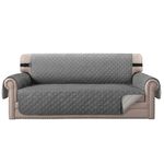 BellaHills Sofa Covers Water Resistant Sofa Cover 3 Seater Reversible Sofa Slipcovers Furniture Protectors Couch Covers with Non Slip Elastic Straps for Kids Pets (Sofa, Charcoal Grey/Beige)