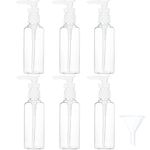 TecUnite 6 Pack Transparent Travel Bottles Pump Bottle Lotion Dispenser Bottle Set with Small Funnel for Flight, Airport, Holiday (100 ml)