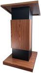 Wood Podium with Wheels,Wooden Lectern Stand,15MM Particle Board,Elegant Design with Storage,Mic Stand Space, Wooden Pulpit for Restaurants,Churches,Seminars and Schools