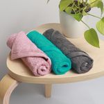 HEELIUM Bamboo Face Towel | Ultra Absorbent & Odour-Free | 3X Softer Than Cotton Towels | 30 x 30 cm - 600 GSM | Pack of 3 - Peach, Teal, Grey