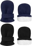 Baby Mittens Toddler Gloves Kids Winter Gloves Baby Girl Boy Winter Mittens Infant Mittens 2 Pair Pack, S Black & Navy, 6-12 Months