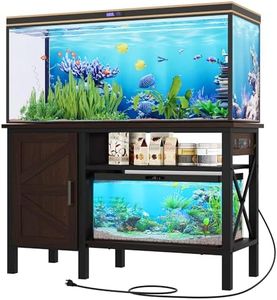 YITAHOME 55-75 Gallon aquarium stand with Power Outlets, Heavy Duty Metal Fish Tank Stand, Cabinet for Fish Tank Accessories Storage suitable for Fish Tank, Turtle Tank, 880LBS Capacity, Brown