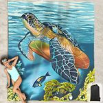 Beach Blanket Waterproof Sandproof Oversized 95”x 80”,Sand Free Beach Mat with Corner Pockets,Portable Mesh Bag for Beach Festival,Picnic,Travel and Outdoor Camping (Turtle Plus)