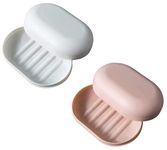 Soap Dish with Lid Travel Soap Case Soap Bar Travel Soap Leakproof Soap Box Container Holder closable Soap Bar Dish Storage for Shower Travel Hiking Bathroom School Gym - 2PCS（Pink + White)