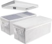 UENTIP CD Storage Boxes With Lids- Pack of 2 CD Case Storage- 13.2" x 5.9" x 5.3", Container holds 30 CDs in full jewel cases, 60 CDs in slim cases, and 165 discs in CD sleeves - (2pack-white)