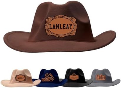 Personalized Western Cowboy Hat for Men - Custom Name Dad Son Hat - Sewn Leather Patch Cowgirl Hats for Women