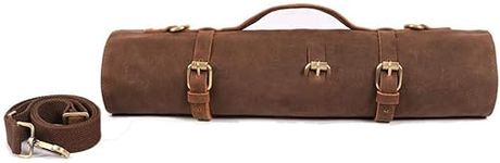 Chef Knife Roll Bag, Knife Case, Heavy Duty 12OZ Waxed Canvas Knife Bag for Kitchen Knife, 10 Slots Knife Storage, Portable Knife Tool Roll Bag Can Hold Knife Up to 18“ with Shoulder Strap