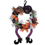 SHAVINGFUN Halloween decorations,Halloween Wreaths, 24' 'Halloween Front Door Wreath witch leg wreath front door window fireplace decoration Indoor Outdoor Halloween Decor