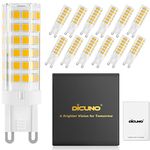 DiCUNO G9 Dimmable LED Light Bulbs, 4.5W (50W Halogen Equivalent), 450LM, Warm White (2700K), G9 Ceramic Base, G9 Bulbs for Home Lighting, 12-Pack