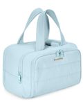 BAGSMART Travel Toiletry Bag, Lightweight Large Wide-Open Travel Bag for Women, Puffy Cosmetic Makeup Bag Organizer with Handle for Accessories,Essentials, Toiletries, Blue