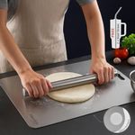 Herrlich Homes Rectangle 304 Stainless Steel Chopping Board | with 2 Steel Straw & Anti-Skid Silicon Pads | Non Slip | Round Edge | for Cutting Vegetables, Meat,Fish,Fruits | X-Large | 50 x 31 cm