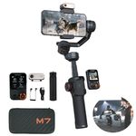 Hohem iSteady M7 Gimbal Stabilizer for Smartphone, 3-Axis Phone Gimbal, Gimbal Stabilizer for iPhone & Android, AI Tracking Sensor with Fill Light, 1.4" Detachable Touchscreen Remote Control