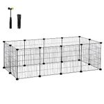 SONGMICS Outdoor Run DIY Small Animal Enclosure Small Animal Cage Puppy Run Rabbit Guinea Pig Metal Mesh 143 x 73 x 46 cm Black LPI01H