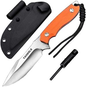 TANSOLE Hunting Knife with Kydex sheath and Fire-Starter 9.25in Full-Tang outdoor camping tactical knives Fixed blade couteau de chasse survie knofe G10 Handle (Orange)