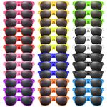 Bouiexye 48 Pack Neon Sunglasses Kids Boys and Girls Glasses Kids Party Supplies Favors Bulk for Beach Pool (12 Color)