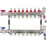 AB WiseWater 8 Loop PEX/Radiant Manifold, PEX Tubing Radiant Heat Manifolds with Compatible Outlets, for Hydronic Radiant Floor Heating (Include 1/2'' adapters)