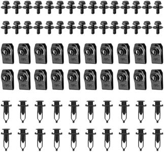 povtii 70PCS Engine Under Cover Splash Shield Guard Body Bolts, Bumper Fender Liner Push Retainer Fastener Rivet Clips, Bumper Fastener U-Nuts Clip Kit, Universal Car Accessories