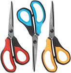 QMVESS 8.5" Scissors All Purpose 3 Pack, Titanium Non-Stick Multipurpose Shears, Professional Ergonomic Comfort Grip Scissors for Office School Home Sewing Fabric DIY Craft Cutting General Use