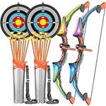 Detachable 2 Set Kids Bow and Arrow Toy, LED Light Up Archery Toys Set with Suction Arrows, Bow and Arrow for Kids Outdoor Indoor Shooting Game Toys for 5 6 7 8 9 10 11 12 13 Boys Girls Birthday Gift