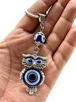 BLUE BEADS Blue and Silver Color Evil Eye Keychain For Bike/Car for Diwali Gift With Key Ring Anti-Rust (Pack Of 1)