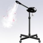 Professional Facial Steamer, Face Steamer on Wheels, Esthetician Beauty Face Equipment with More Steam for Clean Skin and Moisturizes, Adjustable Height and Angle for Beauty, Spa and Home Use(Black)